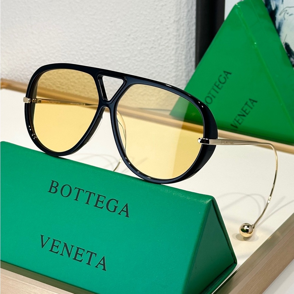 Bottega Veneta Black and Gold Sunglasses